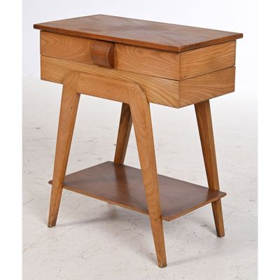 an image of a wooden table with a drawer underneath it