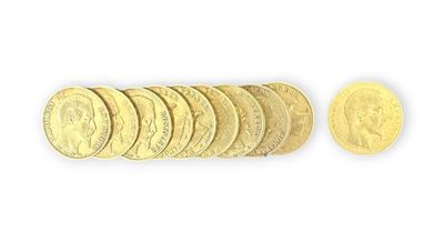 DIX PIECES de 20 francs or Napoléon III non lauré FRAIS de VENTE 12 % 