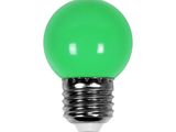 a close up of a green light bulb on a white background