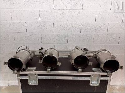 a black case that has three exhaust pipes on top of it
