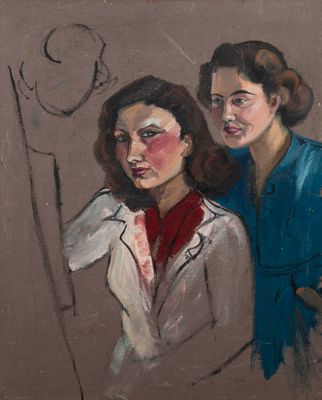 SIMONNE PETIT (XXe), « Autoportrait au chevalet », Huile sur toile. Co - Photo 1