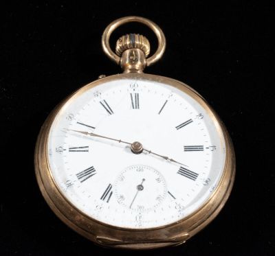 Montre de poche en or roses 750/°°°, cadran émaillé blanc ch…