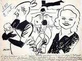 cartoon drawing of a group of people with a baby and a woman