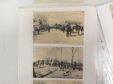 three old photos of horses and people in a field