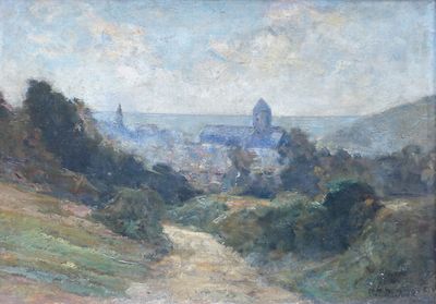 une image représentant un tableau représentant une vue d'une ville depuis une colline