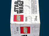a box of lego star wars items on a blue background