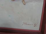 a painting of a dog that is sitting on a table