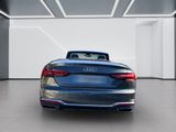 the rear end of a blue audi car in a white room