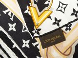 louis vuitton black and white scarf with gold trim