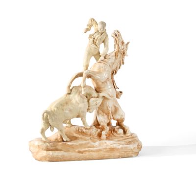 statue of a man on a horse with a woman on a horse