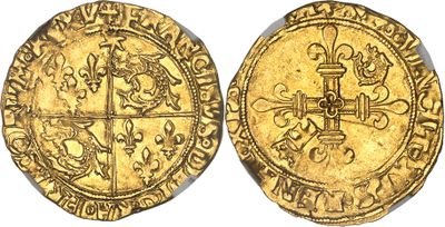 a gold coin with a cross on the front and a cross on the back