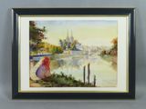 une image représentant un tableau d'un voilier sur un lac