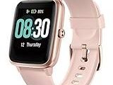 an image of a smart watch with a pink band
