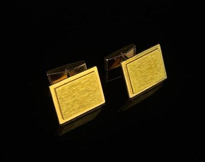 Paire de boutons de manchette rectangulaires en or jaune ama…