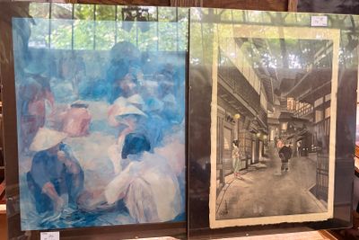 Réunion de huit estampes asiatiques et reproductions sur les…