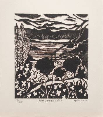an image of a black and white drawing of a landscape
