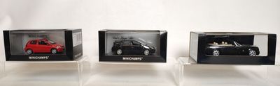 MINICHAMPS : Lot de 3 miniatures automobiles en boîte compre…