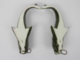 pair of green and white ceramic giraffes on a white background