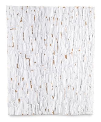 a piece of paper with white paint on it