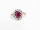 Bague ovale en rubis et diamants