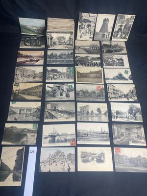 a bunch of old black and white photos of a city