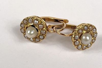 Boucles D'oreilles Anciennes Du XIXème Siècle En Or 18K (750/1000°) Avec Pierre Noire (pâte De Verre) - Pendantes, Bon état