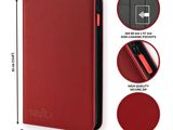 une photo d'un étui en cuir rouge contenant un stylo et un crayon