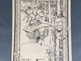 un dessin en noir et blanc d'une femme assise sur une chaise