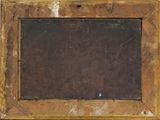 painting of a wooden frame with a blackboard in the middle