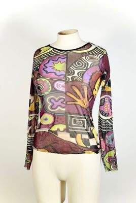 KENZO (sans étiquette) top de dame transparent, manches cour…