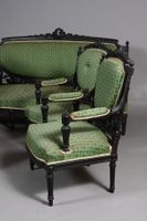 Ensemble de mobilier de salon en bois noirci mouluré et scul… (photo 5)