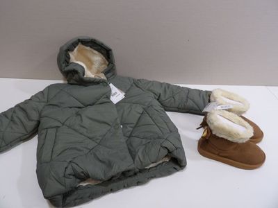 VERTBAUDET Jolie doudoune veste, vert sauge, avec intérieur fausse fou