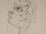 an image of a drawing of a man ' s face on a piece of paper