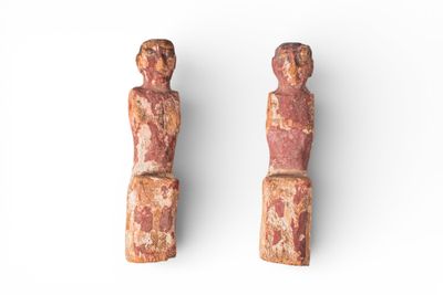 Paire DE Rameurs ÉGyptiens EN Bois