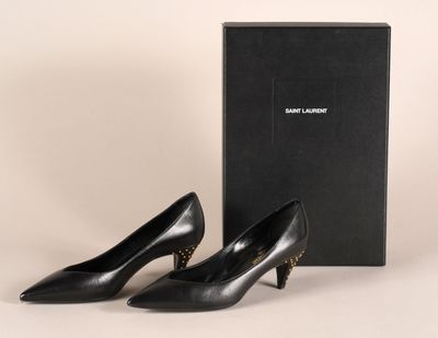 Escarpins à bout pointu en cuir noir Saint Laurent