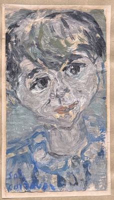 une image représentant un tableau d'un jeune garçon en chemise bleue