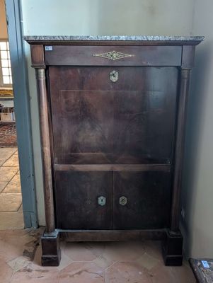 Secrétaire Empire dessus marbre gris - Dim.