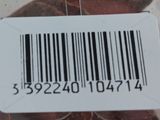 a close up of a barcode on a piece of bread