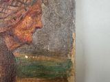 a painting of an old man with a hat on