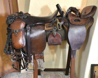two saddles that are sitting next to each other