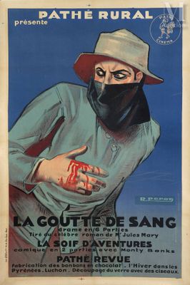 poster of a man in a hat with a knife in his hand