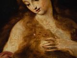 a painting of a woman holding a cat in her arms