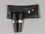 the two microphones are next to each other in a pouch