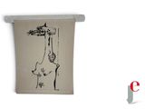une photo d'un dessin représentant un chat accroché au mur