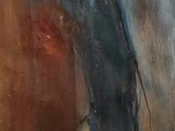 an oil painting of a bird perched on a branch of a tree