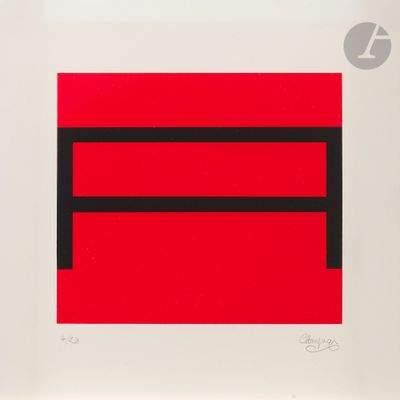 an image of a red and black square with a black stripe