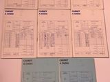 six pages d'un tableau présentant toute une série de types de papiers différents