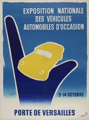 Affiche française pour l'Exposition nationale des véhicules automobiles d'occasion