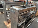 a large metal rack with a lot of shelves on it
