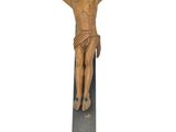 wooden crucifix with jesus on the cross on a white background